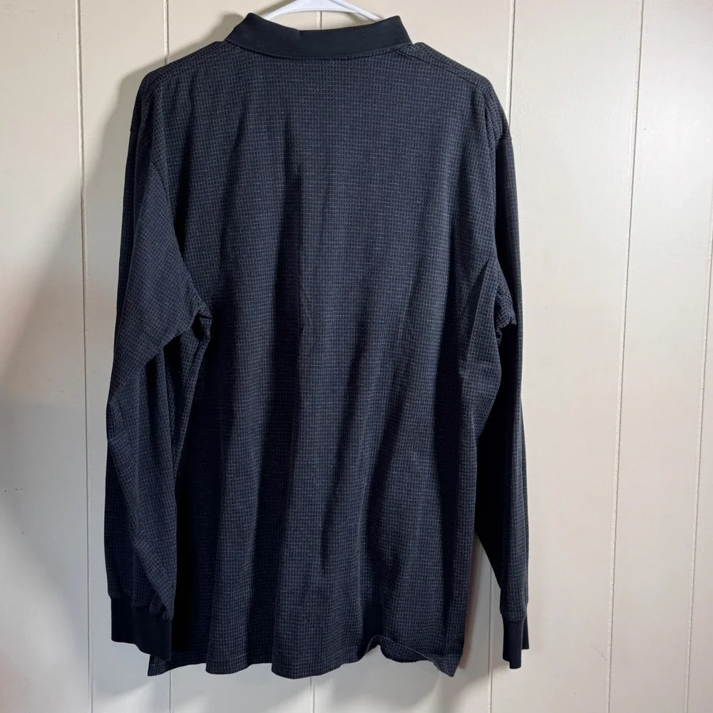 Polo Ralph‎ Lauren Mens XL Long Sleeve Polo Shirt Black Textured Micro Grid Pony